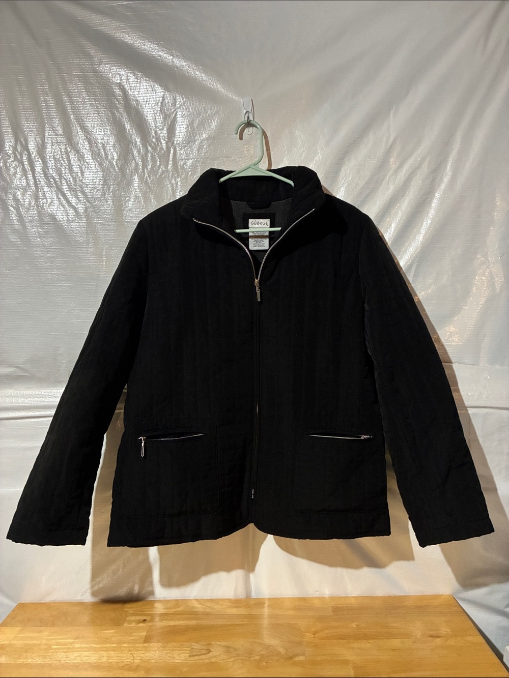 George Black Quilted Zip-Front Women's Puffer Jacket